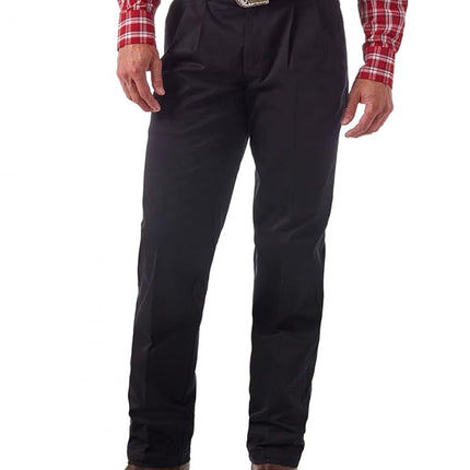 Wrangler Men's Riata Pleated Relaxed Fit Casual Pant, Black, 40W x 30L
