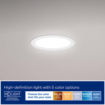 GE Color Select LED Wafer Downlight, Premium High-Lumen Direct Wire Ceiling Light, 6-Inches (4 Pack)