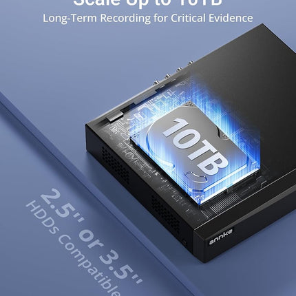 ANNKE 3K/5MP Lite 8CH Security DVR with AI Human/Vehicle Detection, No HDD
