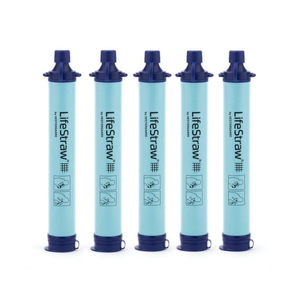 Filtre à eau individuel LifeStraw pour la randonnée, le camping, les voyages et la préparation aux situations d'urgence, paquet de 5, bleu