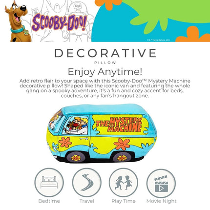 Scooby Doo Mystery Machine Van Decorative Pillow, 13.3 in x 7.8 in, Super Soft Plush, (Officially Licensed Product) by Franco Collectibles