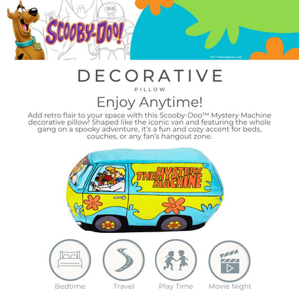 Scooby Doo Mystery Machine Van Decorative Pillow, 13.3 in x 7.8 in, Super Soft Plush, (Officially Licensed Product) by Franco Collectibles
