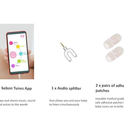 Auriculares para el Vientre de la Madre – Reproduce y Comparte Música, Sonidos y Voces al Útero – Sistema de Altavoces Premium para el Vientre del Bebé – Incluye la aplicación bebon Tunes (iOS y Android) (Azul)