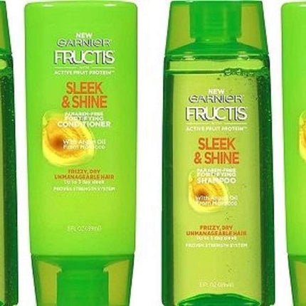 Garnier Fructis Sleek & Shine 2 Shampoo + 2 Conditioner 3 oz Travel Personal Size