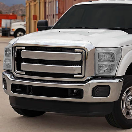 DNA MOTORING HL-OH-FSU13-CH-CL1 Chrome Housing Headlights Replacement Compatible with 11-16 F-250 / F-350 / F-450 / F-550 Super Duty