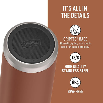 THERMOS ICON Series by Stainless Steel Water Bottle with Screw Top Lid, 32 Ounce, Saddle