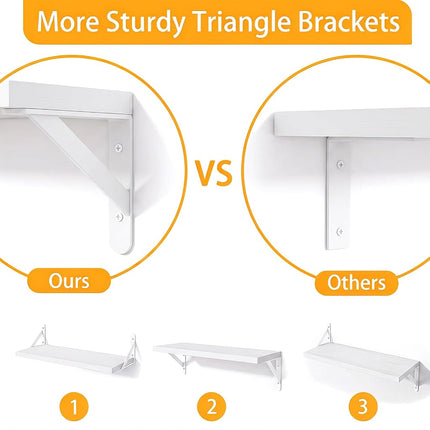 YGEOMER 4 Different Sizes Floating Shelves for Wall Home Decor, White