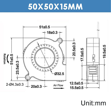 WINSINN 50mm Blower Fan 24V 5015 Hydraulic Bearing 50x15mm Turbine Turbo - High Speed (Pack of 4Pcs)