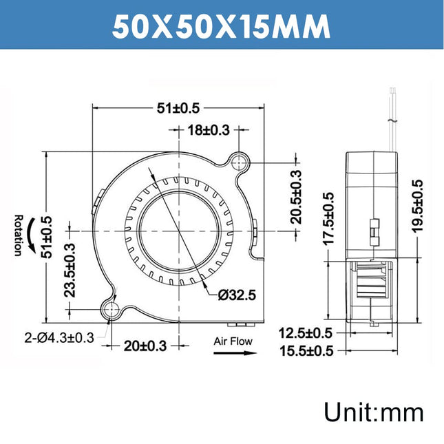 WINSINN 50mm Blower Fan 24V 5015 Hydraulic Bearing 50x15mm Turbine Turbo - High Speed (Pack of 4Pcs)