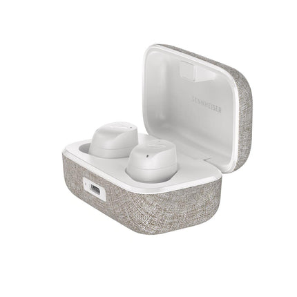Auriculares Sennheiser Momentum True Wireless 3 - Auriculares intrauditivos Bluetooth para música y llamadas con cancelación de ruido adaptativa, carga inalámbrica Qi, 28 horas de batería y diseño compacto, blancos