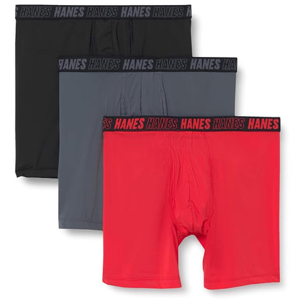 Hanes Men's Moves Performance Boxer Brief, Total S
