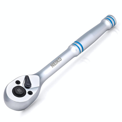 Neiko 3/8 Inch Ratchet Wrench - 100-Tooth Reversible, Quick Release, 8" Long Handle, Oval Head Socket Wrench