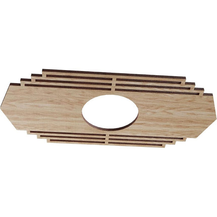 Ekena Millwork 16"W x 8"H x 4 1/4"ID x 1/4"T Chrysler Wood Fretwork Pierced Ceiling Medallion, Red Oak