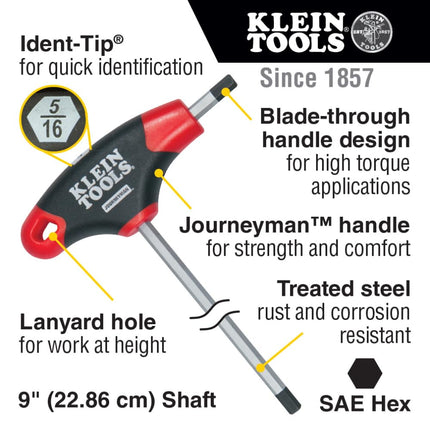 Klein Tools VJTH910E SAE Journey T-Handle 10 Piece Set with Stand, 9"