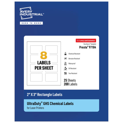 Avery UltraDuty GHS Labels, Waterproof, 2 X 3 Inch