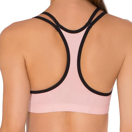 Fruit of the Loom Women's 3 Pack Spaghetti Sports Bra, Blushing Rose with Black/Charcoal/Black, 32