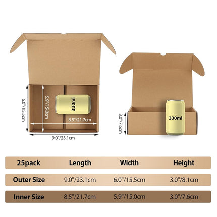 RLAVBL 9x6x3 Inches Shipping Boxes Set of 25, Brown Small Corrugated Cardboard Box, Mailer Boxes for Packing Small Business
