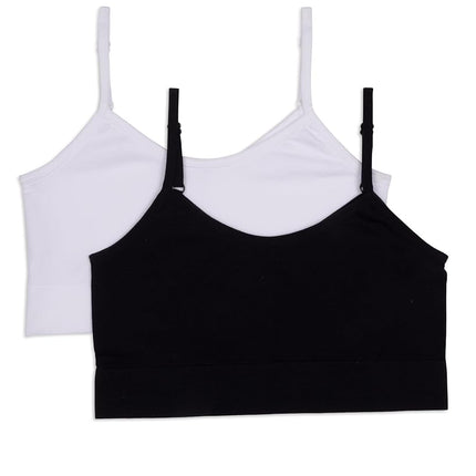 Maidenform Girls' Comfort Brami Bralette, 2 Pack, Black/White, X-Large