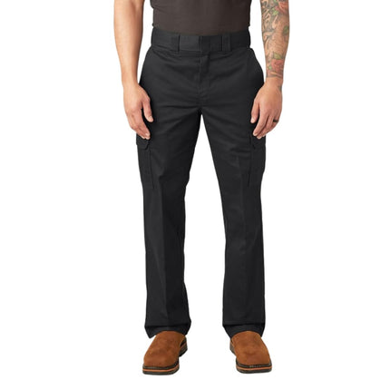 Dickies Men's Relaxed Fit Straight Leg Cargo Work Pant, Black, 38x30
