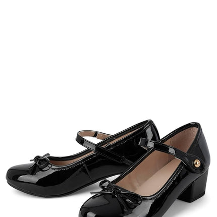 The Children's Place Escarpins de soirée à petit talon pour fille, Noir, 5 US Grande Enfant