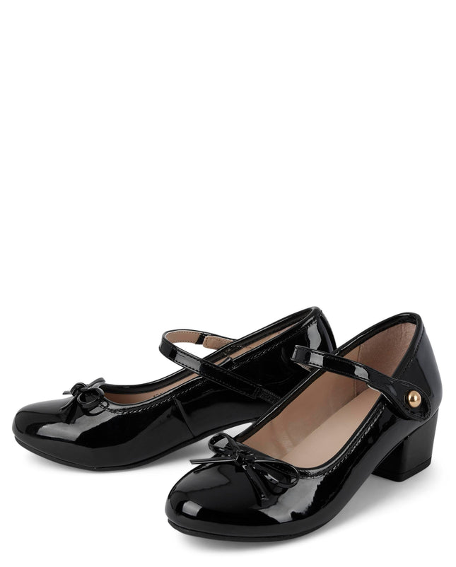 The Children's Place Escarpins de soirée à petit talon pour fille, Noir, 1 US Grande taille enfant