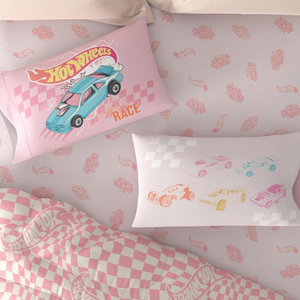 Hot Wheels Girls Kids Bedding Super Soft Comforter and Sheet Set with Sham, 5 Piece Twin Size, (Officially Licensed Product) by Franco