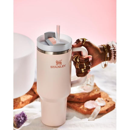 STANLEY Quencher H2.0 FlowState Stainless Steel Vacuum Insulated Tumbler with Lid and Straw for Water, Iced Tea or Coffee, Smoothie and More, Rose Quartz 2.0, 40oz