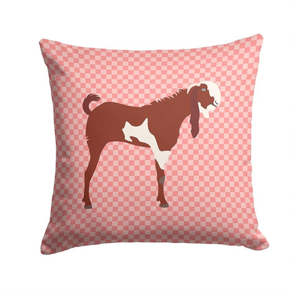 Caroline's Treasures BB7890PW1414 Jamnapari Goat Pink Check Fabric Decorative Pillow Machine Washable, Indoor Outdoor Decorative Pillow for Couch, Bed or Patio, 14Hx14W