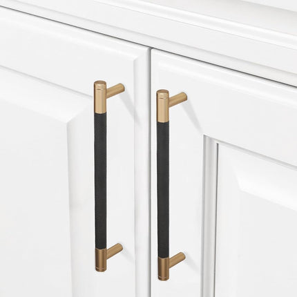 COTYKILEY 10 Pack 7.5 Inch(192mm) Matte Black and Champagne Bronze Knurled Cabinet Handles Knurled Kitchen Cabinet Pulls Cabinet Door Handles Kitchen Cabinet Hardware Cupboard Drawer Pulls