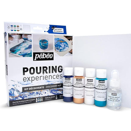 Pebeo 524602 Pouring Medium, Acrylic, White, Blue,
