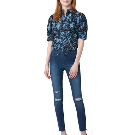 HUE Women's Ripped Knee Denim Leggings, Ink Wash, Medium