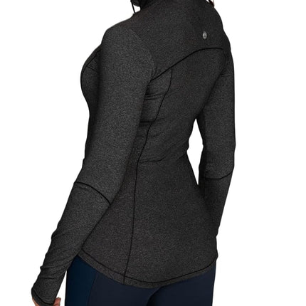 GYM RAINBOW Workout Jackets for Women, Full Zip Slim Fit Lightweight Athletic Running Sports Track Jacket with Pockets, 2-black Blend, S