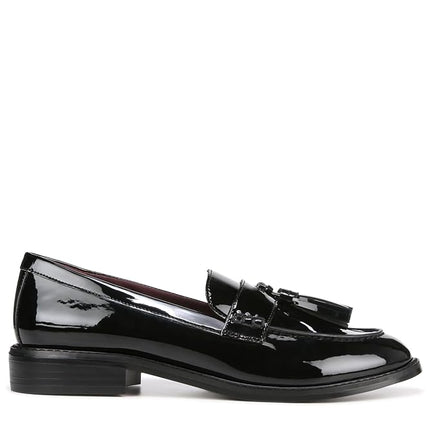 Franco Sarto - Mocasines sin cordones Carolynn con borlas para mujer, charol negro, 10
