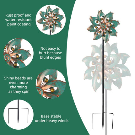 DREAMYSOUL Outdoor Wind Spinner 37 Inch, Metal Garden Wind Sculpture Bronze Wind Spinners for Patio Yard Lawn Decor