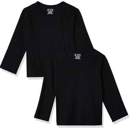 Lot de 2 t-shirts à manches longues basiques The Children's Place pour bébés garçons et tout-petits, noirs, 6-9 mois US