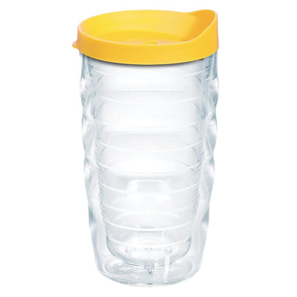 Tervis Tasse de voyage isotherme double paroi en plastique transparent et coloré avec couvercle, fabriquée aux États-Unis, garde les boissons froides et chaudes, 295 ml, motif ondulé, couvercle jaune