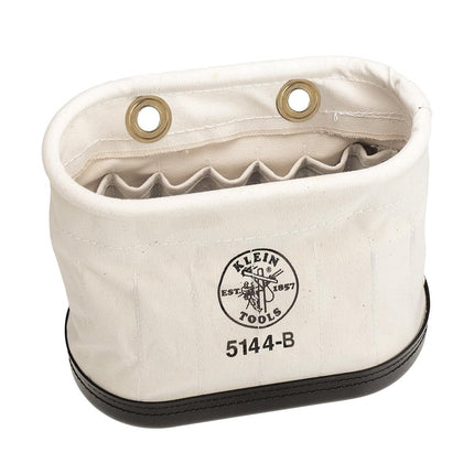 Klein Tools 5144B Aerial Basket Oval Bucket with 15 Interior Pockets, Made of No. 6 Canvas and Polypropylene Bottom Beige|Natural