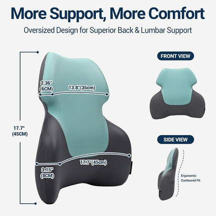 Long Back Lumbar Support Pillow - Fully Entire Back Support - Back Pain Relief and Posture Improved - Memory Foam Back Pillow Cushion for Office Chair, Gaming Chair, Recliner, Car Driving, Blue