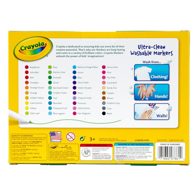 Marcadores Lavables de Línea Fina Ultra Clean de Crayola para la Escuela (40 unidades), Marcadores de Colores para Niños, Materiales de Arte para Libros de Colorear, Materiales Escolares para Maestros
