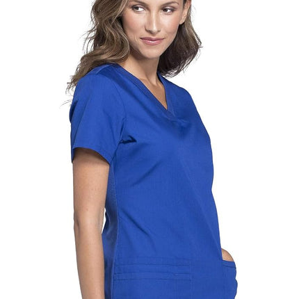Cherokee Women's V-Neck Medical Work Wear Top, Galaxy Blue, M