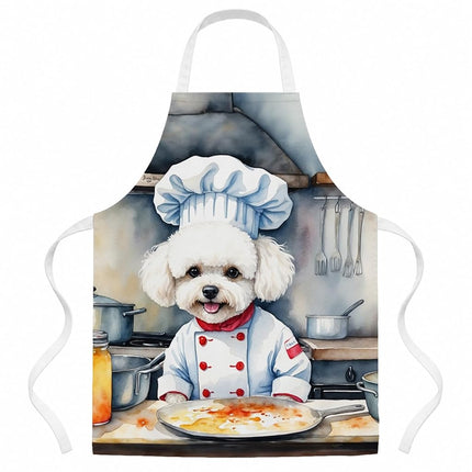 Caroline's Treasures Bichon Frise The Chef Apron Cooking Kitchen Server Baking Crafts Gardening for Adult Women Men, Unisex, Large, Multicolor