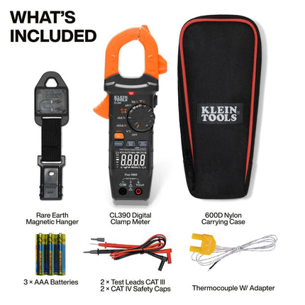 Klein Tools 80197 AC/DC Clamp Meter Kit with Magnetic Hook, Auto-Ranging TRMS, 400 Amp, NCVT Voltage Tester, Professional Test Kit