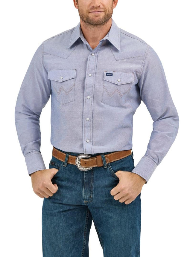Wrangler Men's Western Long Sleeve Snap Finish Wor