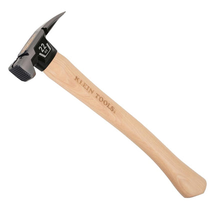 Klein Tools H80922H Milled Face Framing Hammer with Straight Claw, 22-Ounce Forged Steel, Hickory Handle, California Framing Style, Magnetic Nail Starter, and Extra-Large Squared Strike Face