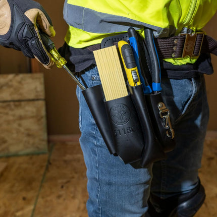 Klein Tools Tool Pouch, 4 Pocket Multi Tool Holder with Plier Holder, Ruler Holder, Screwdriver Holder 5118C
