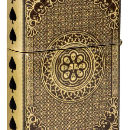 Zippo Windproof Lighter - Ace of Spades Design, 540° Tumbled Brass, Lustre/Fusion - Refillable - Reusable - Windproof Design - Gift Box - Made in USA