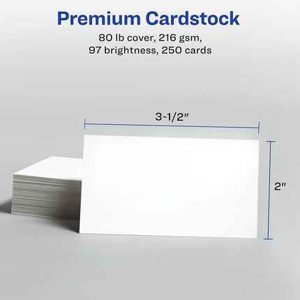 Avery Printable Business Cards with Sure Feed Technology, 2" x 3.5", White, 250 per Pack, 5 Packs, Total of 1,250 Blank Cards for Laser Printers (5371)