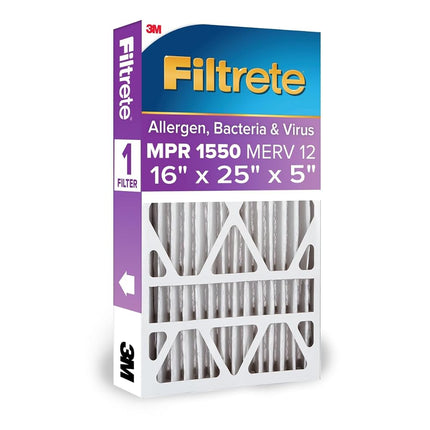 Filtrete 16x25x5, AC Furnace Air Filter, MPR 1550 DP, Healthy Living Ultra Allergen Deep Pleat, 1-Pack (actual dimensions 15.62x24.12x4.87)
