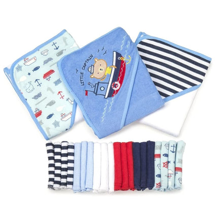 Spasilk 23-Piece Essential Baby Bath Gift Set, Nav