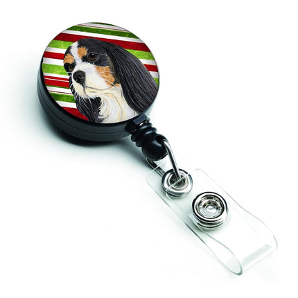 Caroline's Treasures Cavalier Spaniel Candy Cane Christmas Retractable Badge Reel, Multicolor (LH9234BR)